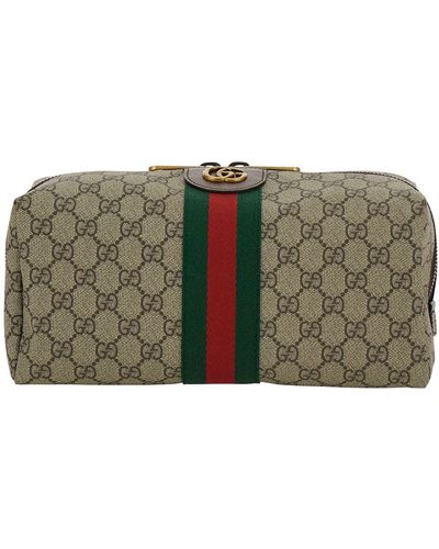 Gucci And Ebony Beauty Case With Web Detail And Logo Detail - Grey