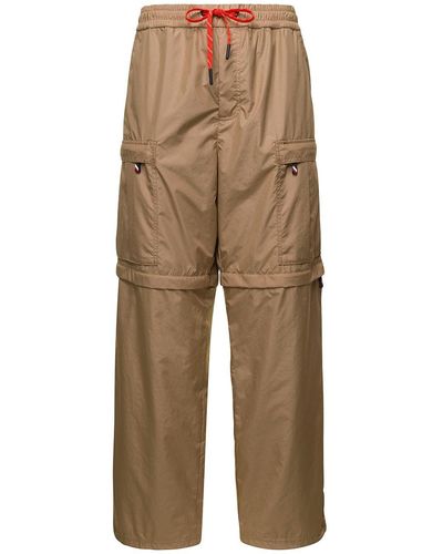 3 MONCLER GRENOBLE Cargo Pants With Drawstring And Patch Pockets I - Natural