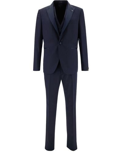 Tagliatore Single-Breasted Tuxedo With Vest - Blue
