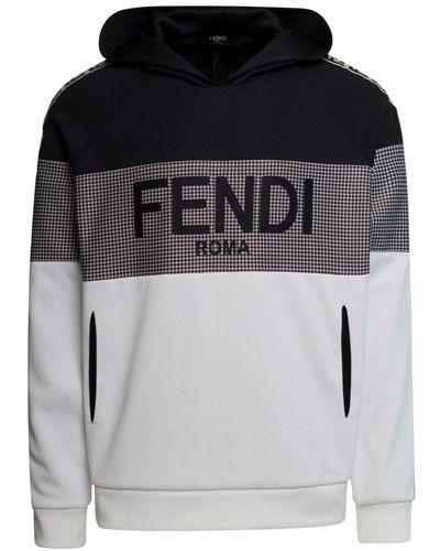 Fendi Multicolor Colorblock Hoodie With Logo Man - Gray