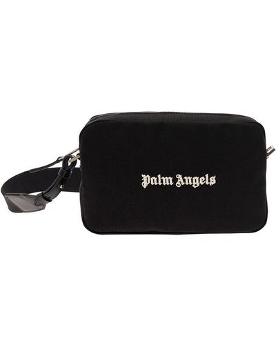 Palm Angels Crossbody Bag With Contrasting Logo Print - Black