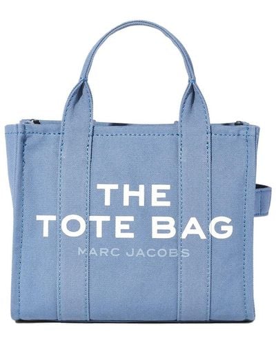 Marc Jacobs Fabric Mini Tote Traveler Handbag With Logo - Blue