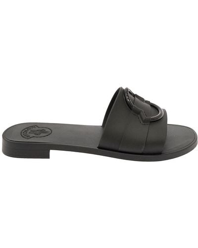 Moncler 'Mon' Slide With Heel - Black