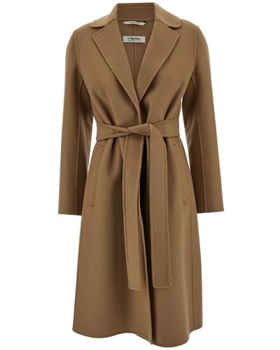 Max Mara 'Pauline' Robe Coat With Matching Belt - Natural