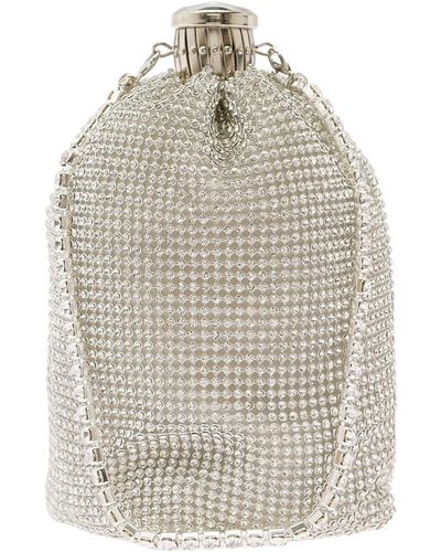 ROTATE BIRGER CHRISTENSEN 'simili' White Shoulder Bag With All-over Rhinestone Embellishment And Single Handle In Tech Fabric Woman