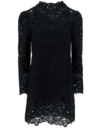 Isabel Marant 'Daphne' Mini Dress With Flower Embroidery - Black