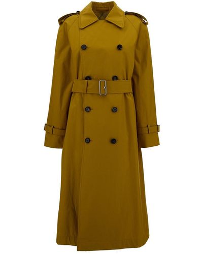 Burberry Long Double-Breasted Trench Coat With Waist Belt - Green
