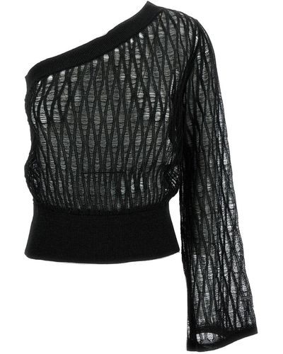 FEDERICA TOSI One-Shoulder Knit Top - Black