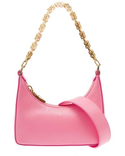 Givenchy 'moon Cut-out' Mini Crossbody Bag With G Cube Chain In Leather Woman - Pink