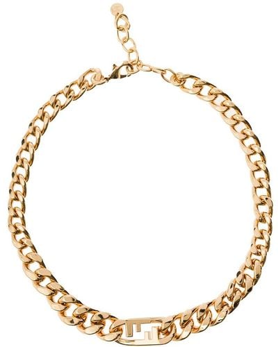 Fendi Gold-colored Chain Bracelet With Ff Logo In Brass - Metallic