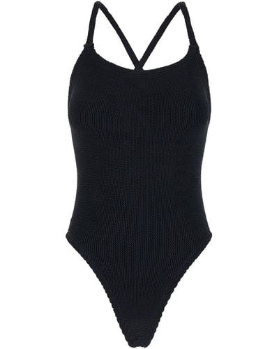 Hunza G 'Bette' One-Piece Swimsuit With Crisscross Straps - Black