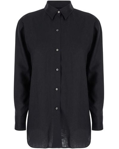 Plain Shirt With Buttons - Black