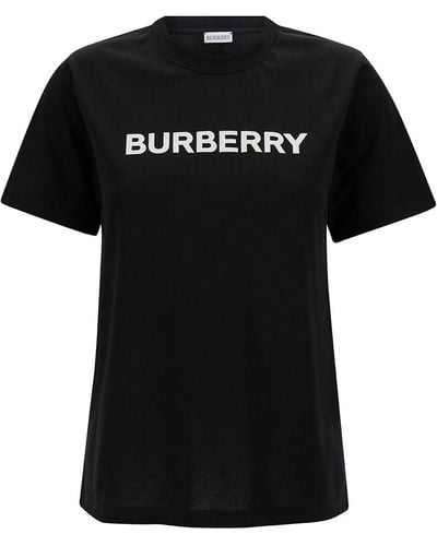 Burberry Crewneck T-Shirt With Contrasting Logo Print - Black