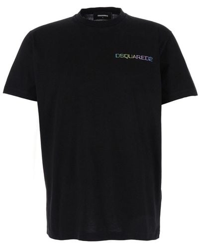 DSquared² 'Palm Beach' Crewneck T-Shirt With Logo Pri - Black