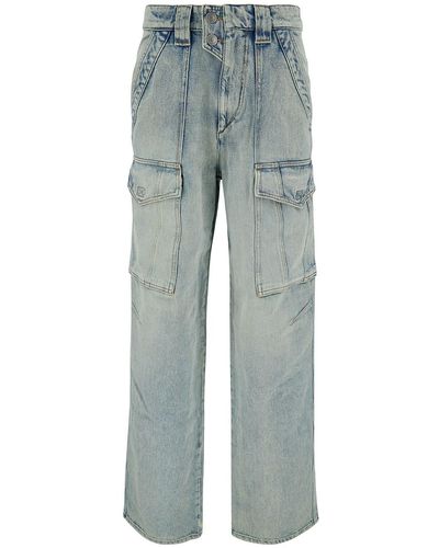 Isabel Marant 'Heilani' Light Cargo Jeans With Logo Patch - Blue