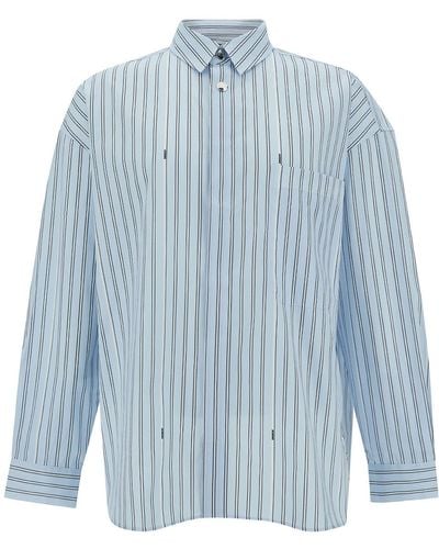 Jacquemus Light Striped Shirt With Logo Lettering Detail - Blue