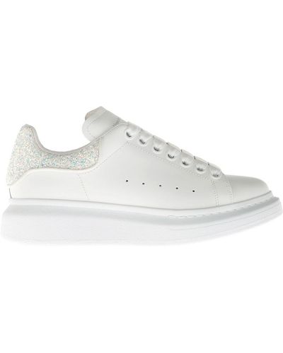 Alexander McQueen Oversize White Leather Trainers With Glitter Detail