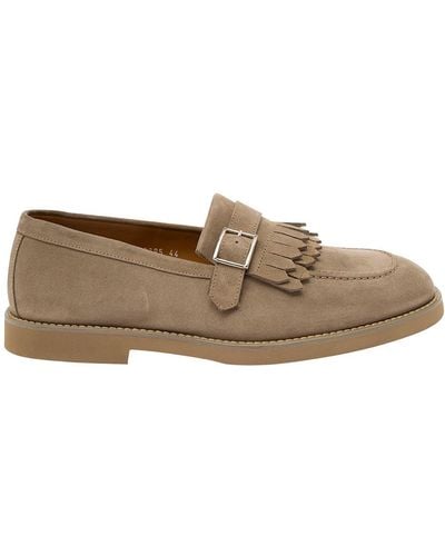 Doucal's Loafers With Fringe And Buckle - Brown