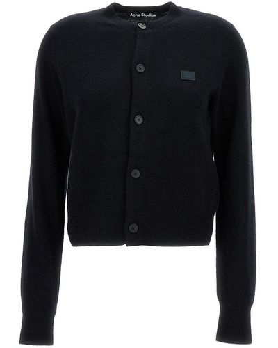 Acne Studios Cardigan With Face Patch - Blue