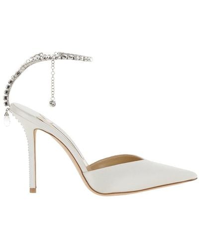 Jimmy Choo 'Saeda' Pointed And Closed Toe Sandals With Rhineston - White