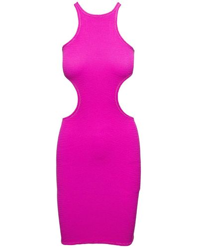 Reina Olga Ele Mini Dress With Cut-out Detailing In Fuchsia Technical Fabric - Pink
