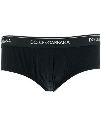 Dolce & Gabbana Briefs With Branded Waistband - Black