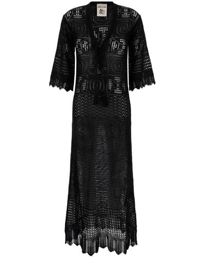 Semicouture Long Dress With Lace-Up Closure - Black