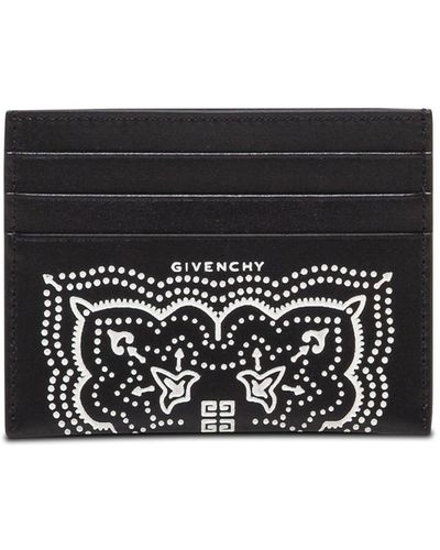 Givenchy Portacarte in pelle bianca e nera con stampa bandana - Nero