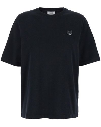 Maison Kitsuné Crewneck T-Shirt With Fox Head Patch - Black
