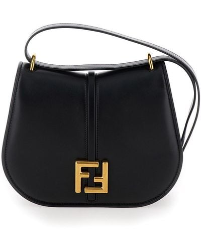 Fendi 'C'Mon Medium' Satchel Bag With Ff Logo - Black