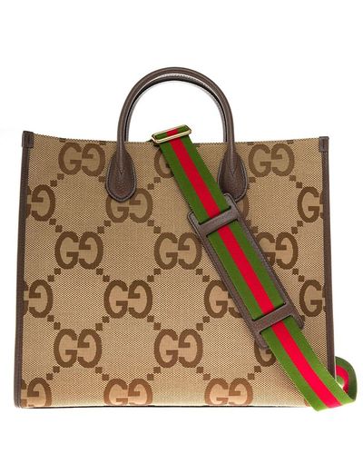 Gucci Borsa Shopping In Tessuto Jumbo GG - Marrone