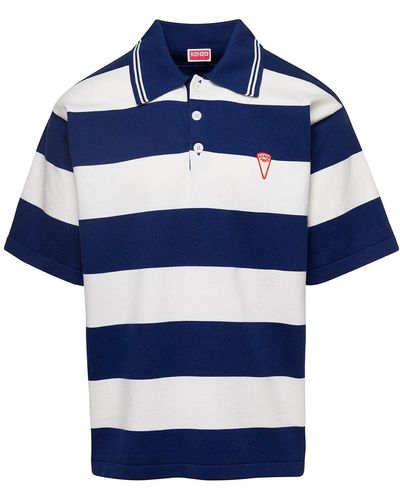 KENZO Nautical Stripes Oversized Polo Shirt - Blue