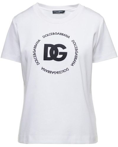 Dolce & Gabbana T-Shirt With Logo Lettering Print - White