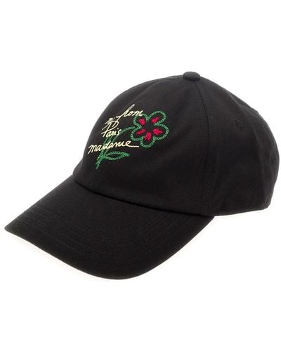 Drole de Monsieur Baseball Cap With Logo Embroidery - Black