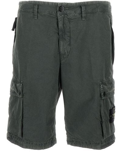 Stone Island Cargo Shorts With Compass Logo - Grey
