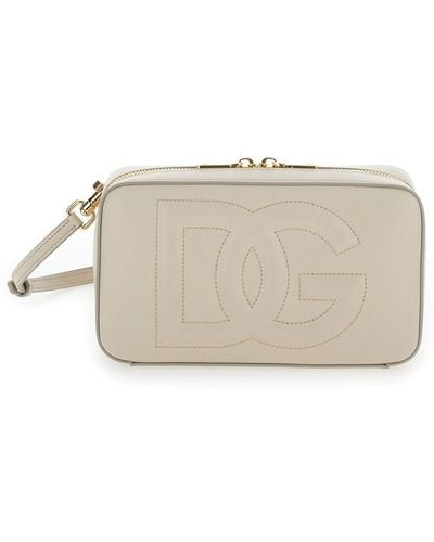 Dolce & Gabbana Crossbody Bag With Quilted Logo - Grey