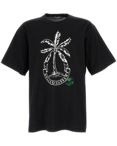 Dolce & Gabbana T-Shirt With Banana Tree Print - Black