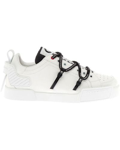 Dolce & Gabbana Sneakers Portofino in pelle e vernice - Bianco