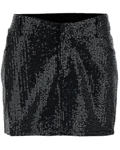 ROTATE BIRGER CHRISTENSEN Mini-Skirt With All-Over Paillettes And Logo Patch - Black