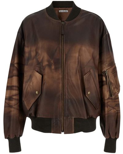 Acne Studios Bomber Jacket With Logo - Brown