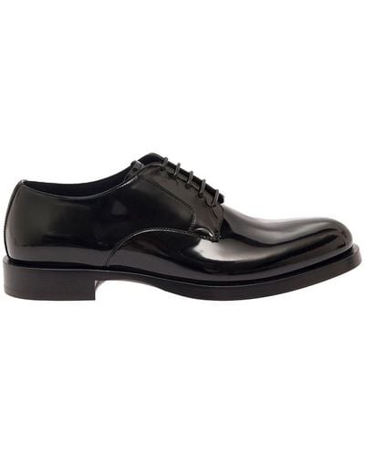 Dolce & Gabbana Derby Shoes With Branded Outsole - Black