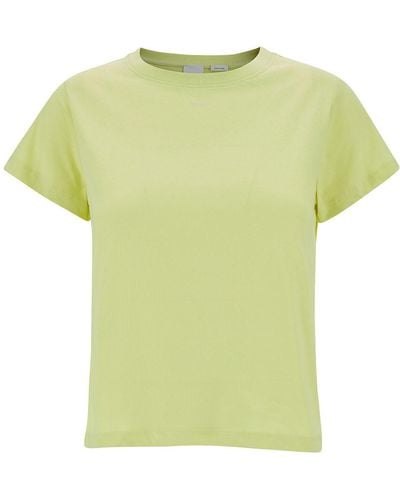 Pinko Crewneck T-Shirt With Logo Lettering Print - Yellow