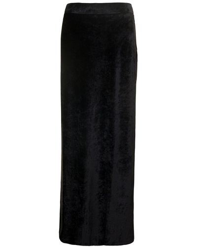 Balenciaga Maxi Skirt In Black Fluid Velvet Woman