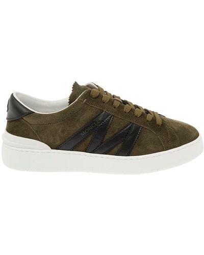 Moncler 'Monaco' Low Top Trainers With Logo Detail - Green