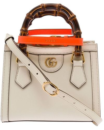 Gucci Ivory Diana Handbag In Leather Woman - White