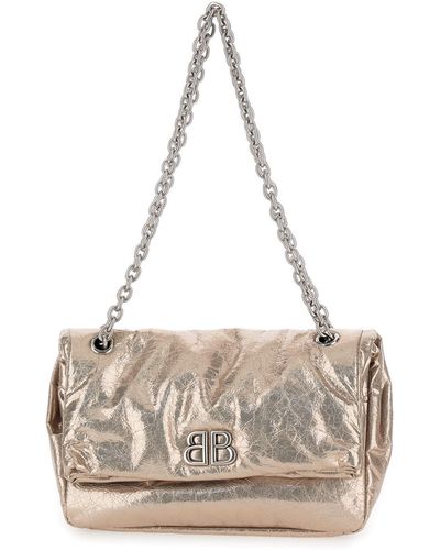 Balenciaga 'Monaco' Tone Shoulder Bag With B Logo Detail - Metallic