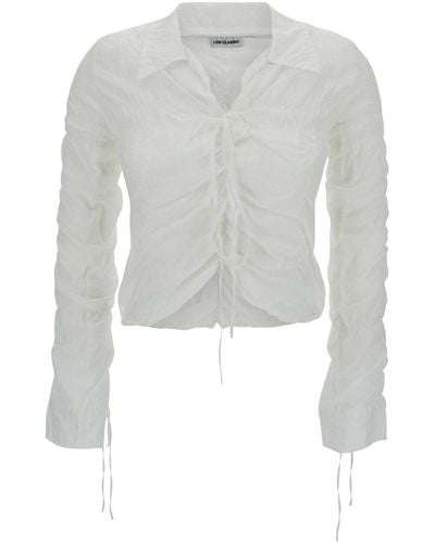 Low Classic Camicia Crop Arricciata Color Avorio - Bianco