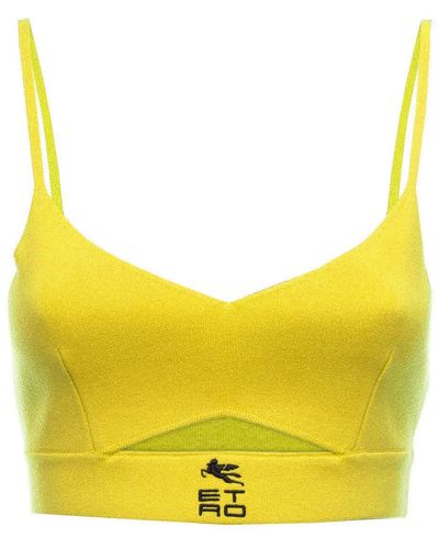 Etro Woman's Liquid Top With Logo Cube - Yellow