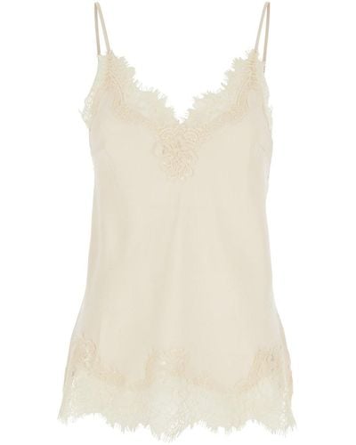 Gold Hawk Hawk 'Coco' Camie Top With Tonal Lace Trim - White