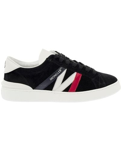 Moncler 'Monaco' Low Top Trainers With Logo Detail - Black
